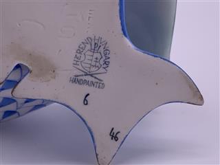 Herend Honking Goose in Blue Porcelain Figurine